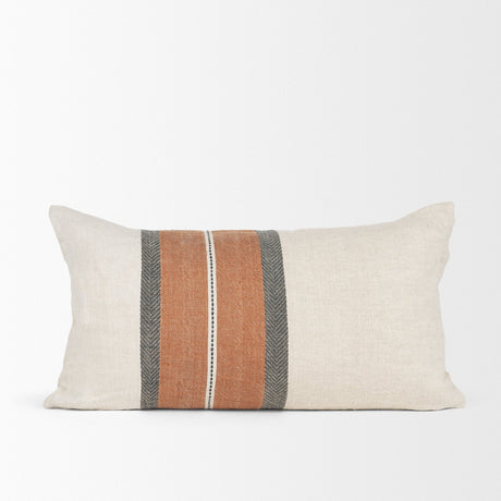 Mason 14x26 Cream w/ Orange Stripe Decorative Pillow Cover by Mercana at Eve Furniture