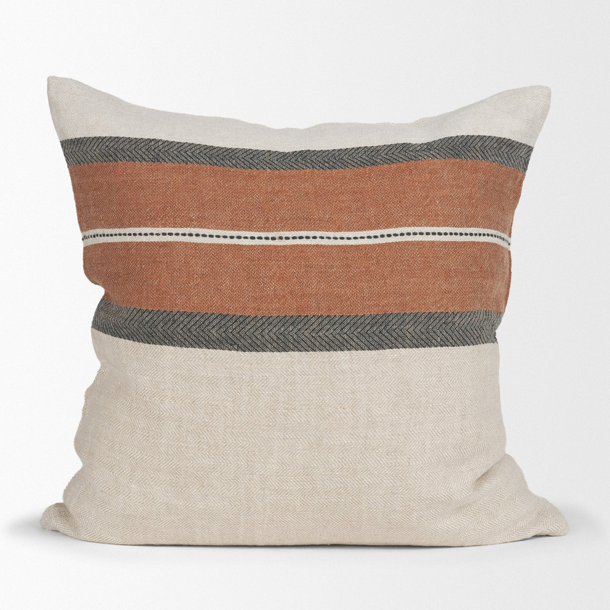 Mason Square Cream w/ Orange Stripe Decorative Pillow Cover by Mercana at Eve Furniture