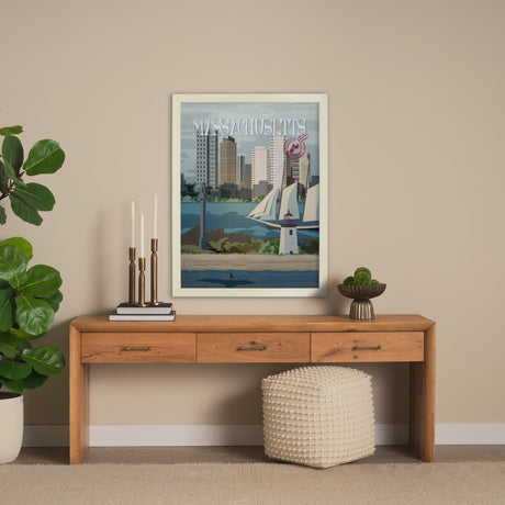 Massachusetts Go USA (L) by Mercana Studio a Hand Embellished Decograph Framed Art Print by Mercana at Eve Furniture