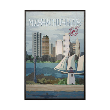 Massachusetts Go USA (SM) by Mercana Studio a Hand Embellished Decograph Framed Art Print by Mercana at Eve Furniture