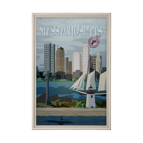 Massachusetts Go USA (XL) by Mercana Studio Hand Embellished Decograph Framed Art Print under Glass by Mercana at Eve Furniture