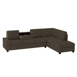Maston Chocolate 3-Piece Reversible Sectional with Drop-Down Cup Holders and Storage Ottoman by Homelegance at Eve Furniture