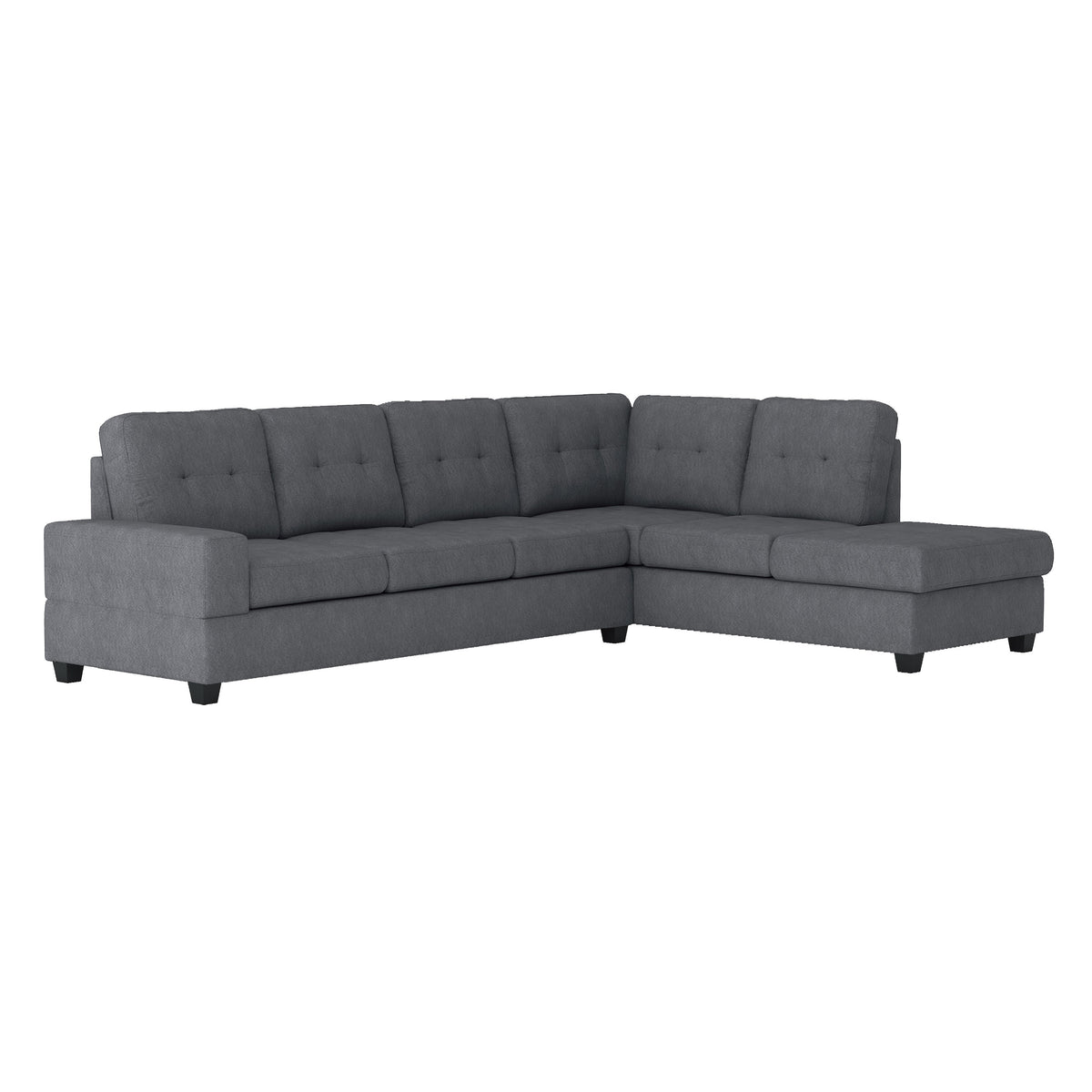 Maston Dark Gray 2-Piece Reversible Sectional with Drop-Down Cup Holders and Storage Ottoman by Homelegance at Eve Furniture