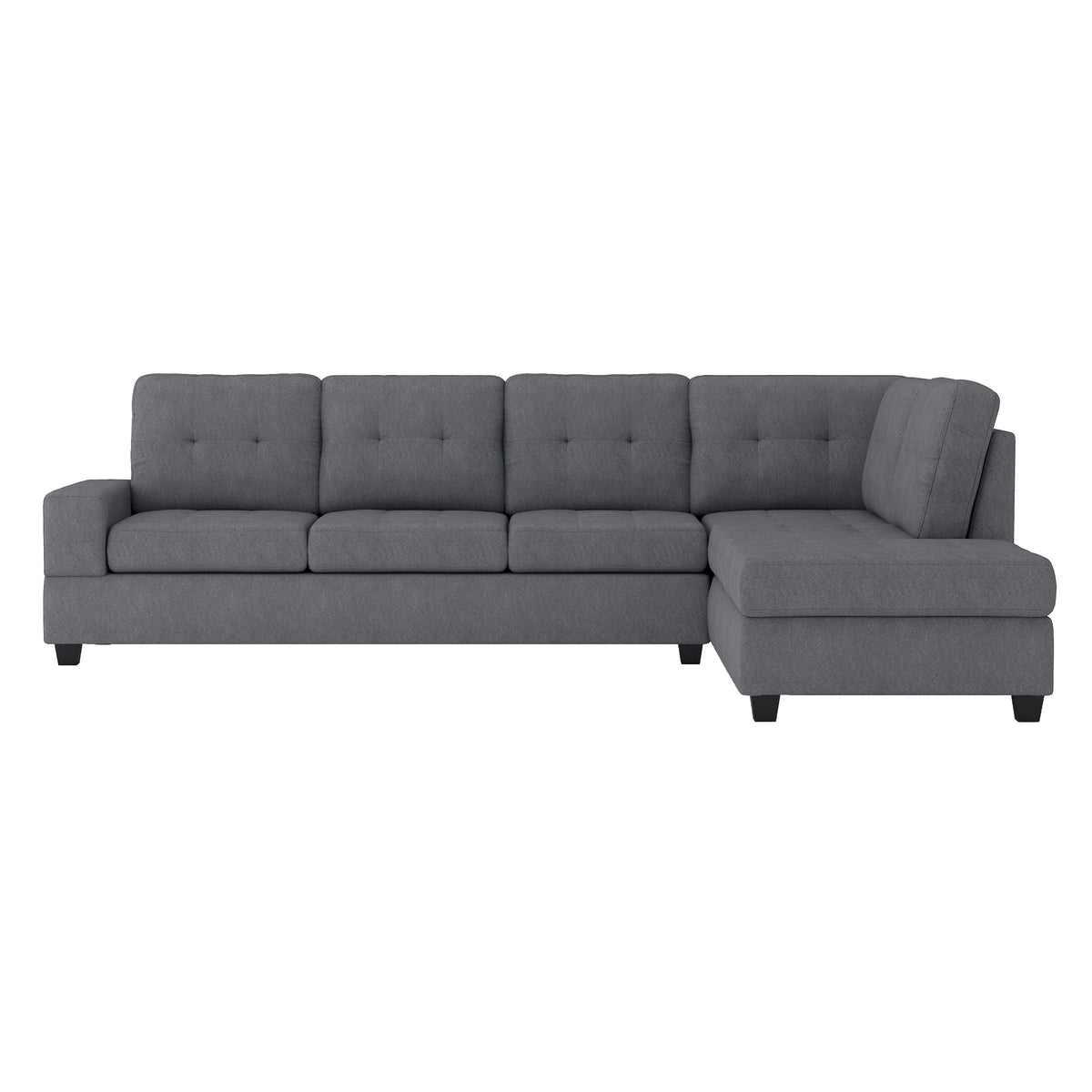 Maston Dark Gray 2-Piece Reversible Sectional with Drop-Down Cup Holders and Storage Ottoman by Homelegance at Eve Furniture
