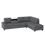 Maston Dark Gray 2-Piece Reversible Sectional with Drop-Down Cup Holders and Storage Ottoman by Homelegance at Eve Furniture