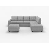 Maston Gray 2-Piece Reversible Sectional with Drop-Down Cup Holders and Storage Ottoman by Homelegance at Eve Furniture