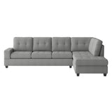 Maston Gray 2-Piece Reversible Sectional with Drop-Down Cup Holders and Storage Ottoman by Homelegance at Eve Furniture