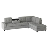 Maston Gray 2-Piece Reversible Sectional with Drop-Down Cup Holders and Storage Ottoman by Homelegance at Eve Furniture