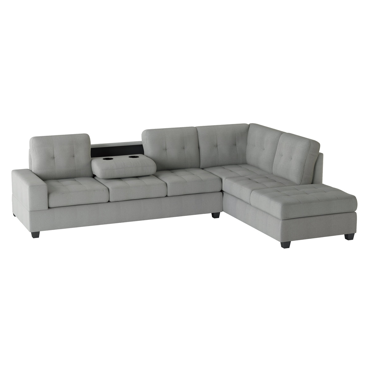 Maston Gray 2-Piece Reversible Sectional with Drop-Down Cup Holders by Homelegance at Eve Furniture