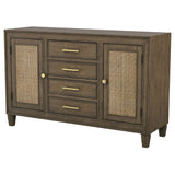 Matisse 4-drawer Dining Sideboard Buffet Cabinet with Rattan Cabinet Doors Brown