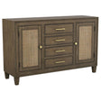 Matisse Brown 4-drawer Dining Sideboard Buffet Cabinet with Rattan Cabinet Doors by Coaster at Eve Furniture