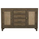 Matisse Brown 4-drawer Dining Sideboard Buffet Cabinet with Rattan Cabinet Doors by Coaster at Eve Furniture