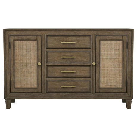 Matisse Brown 4-drawer Dining Sideboard Buffet Cabinet with Rattan Cabinet Doors by Coaster at Eve Furniture