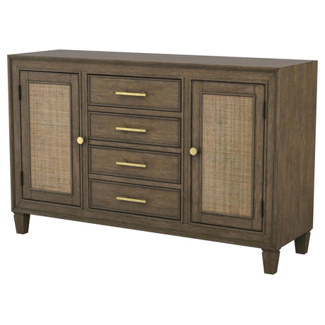 Matisse Brown 4-drawer Dining Sideboard Buffet Cabinet with Rattan Cabinet Doors by Coaster at Eve Furniture