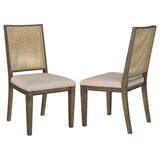 Matisse Woven Rattan Back Dining Side Chair with Upholstered Seat Brown