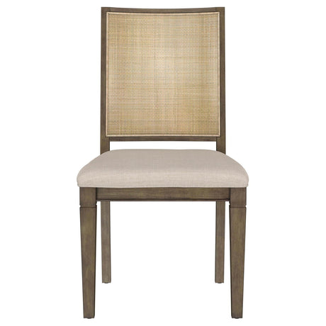 Matisse Woven Rattan Back Dining Side Chair with Upholstered Seat Brown