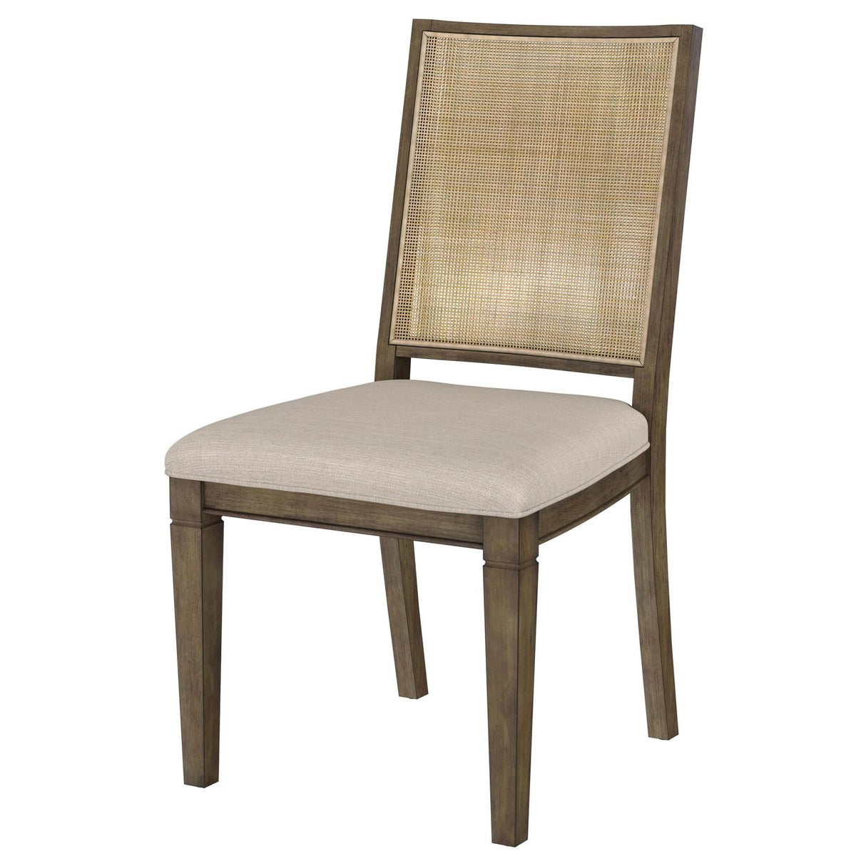 Matisse Woven Rattan Back Dining Side Chair with Upholstered Seat Brown