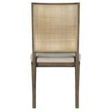 Matisse Woven Rattan Back Dining Side Chair with Upholstered Seat Brown