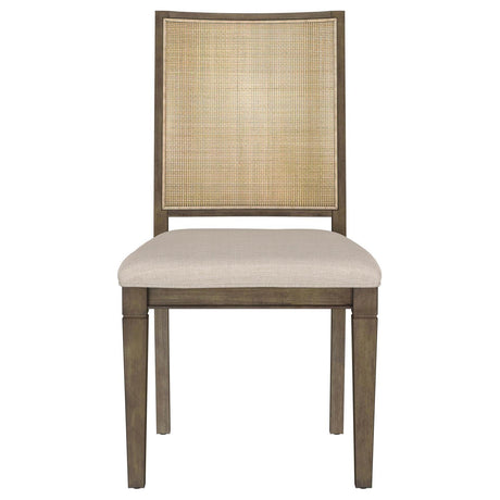 Matisse Woven Rattan Back Dining Side Chair with Upholstered Seat Brown by Coaster at Eve Furniture