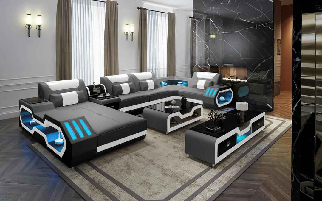 Matrix (Black/White) Italian Leather Sectional by New Era Innovations at Eve Furniture