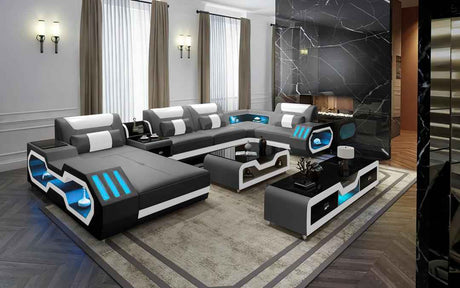 Matrix (Black/White) Italian Leather Sectional by New Era Innovations at Eve Furniture