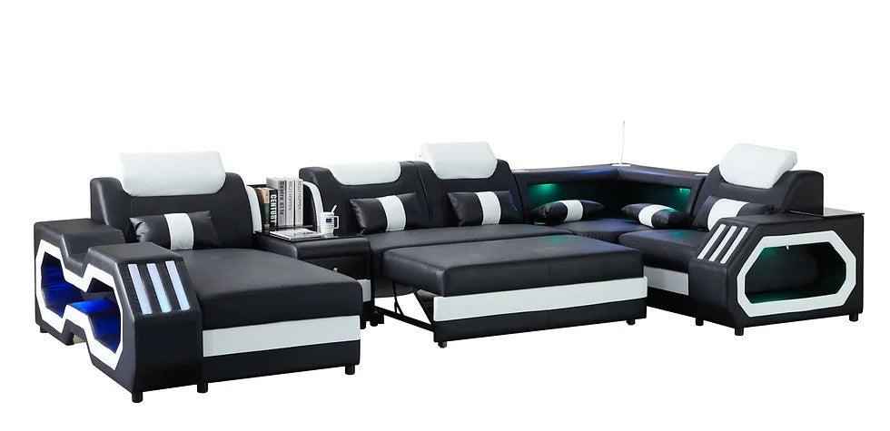 Matrix (Black/White) Italian Leather Sectional by New Era Innovations at Eve Furniture
