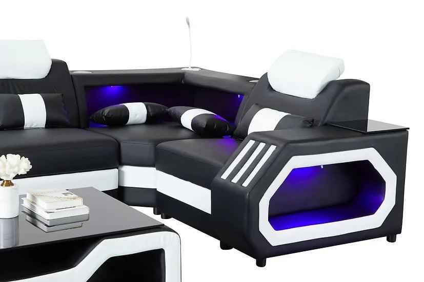 Matrix (Black/White) Italian Leather Sectional by New Era Innovations at Eve Furniture