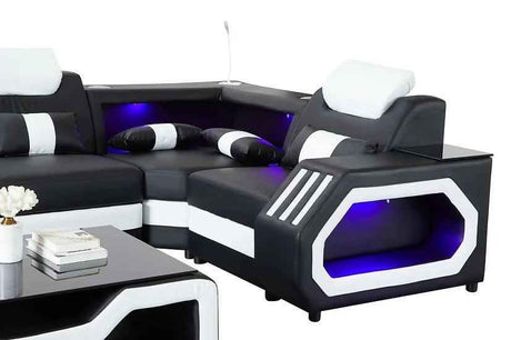 Matrix (Black/White) Italian Leather Sectional by New Era Innovations at Eve Furniture