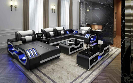 Matrix (Black/White) Italian Leather Sectional by New Era Innovations at Eve Furniture