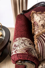 Matteo Burgundy/Brown Sofa & Loveseat by Furniture of America at Eve Furniture