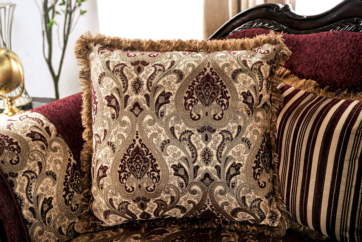 Matteo Burgundy/Brown Sofa & Loveseat by Furniture of America at Eve Furniture