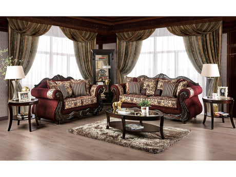 Matteo Burgundy/Brown Sofa & Loveseat by Furniture of America at Eve Furniture