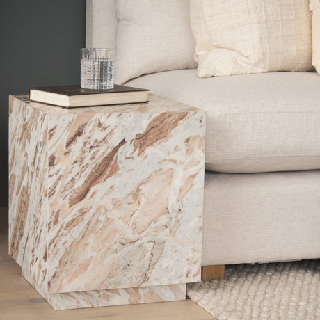 Matteo Solid Pink Marble Square Side Table by Mercana at Eve Furniture