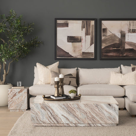 Matteo Solid Pink Marble Square Side Table by Mercana at Eve Furniture