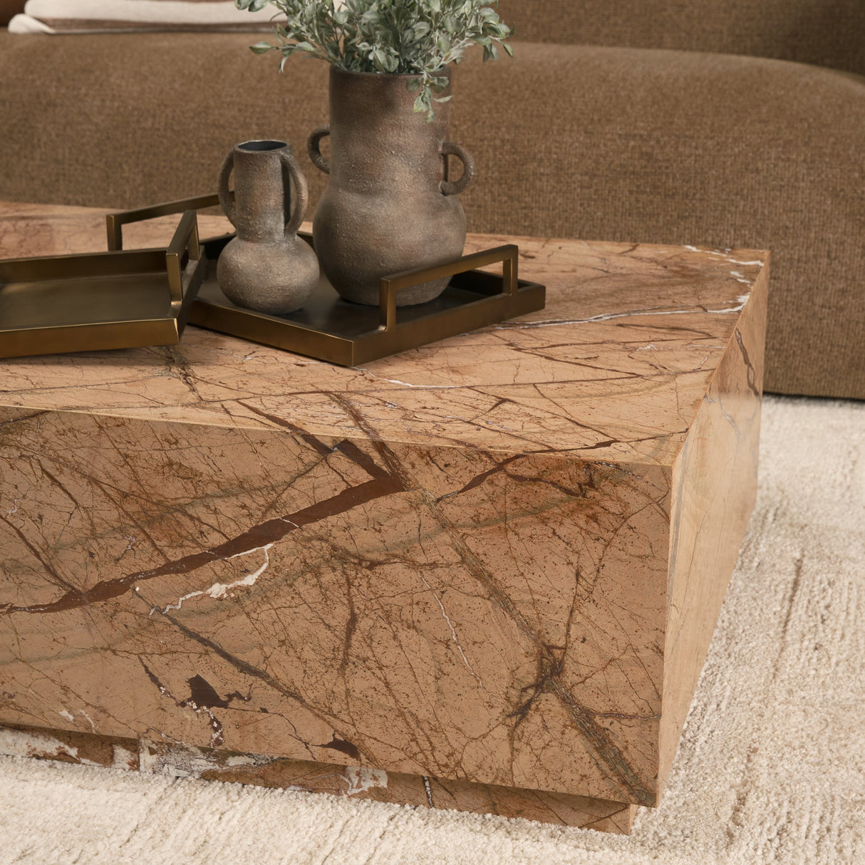 Matteo Solid Rainforest Rust Marble Rectangular Coffee Table by Mercana at Eve Furniture