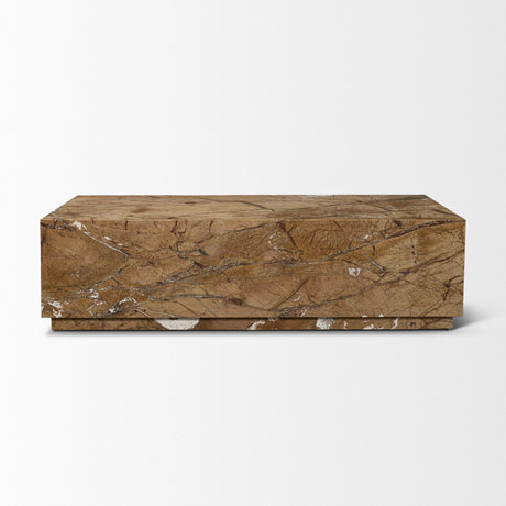 Matteo Solid Rainforest Rust Marble Rectangular Coffee Table by Mercana at Eve Furniture