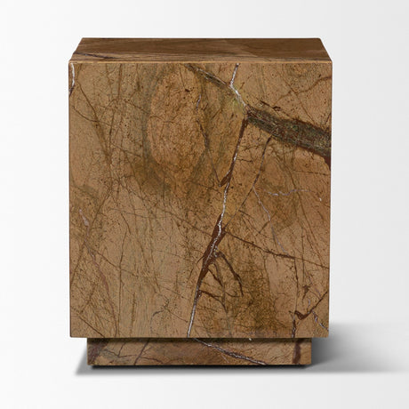 Matteo Solid Rainforest Rust Marble Square Side Table by Mercana at Eve Furniture
