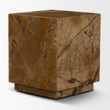 Matteo Solid Rainforest Rust Marble Square Side Table by Mercana at Eve Furniture