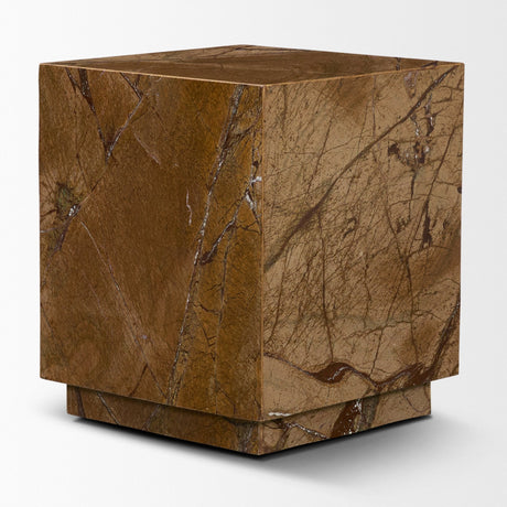 Matteo Solid Rainforest Rust Marble Square Side Table by Mercana at Eve Furniture