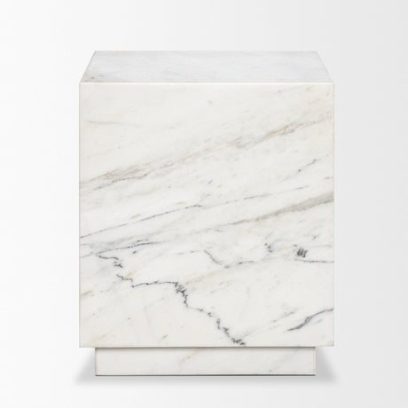 Matteo Solid White Marble Square Side Table by Mercana at Eve Furniture