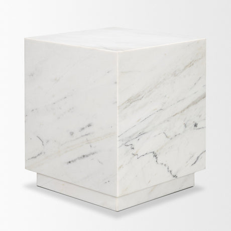 Matteo Solid White Marble Square Side Table by Mercana at Eve Furniture
