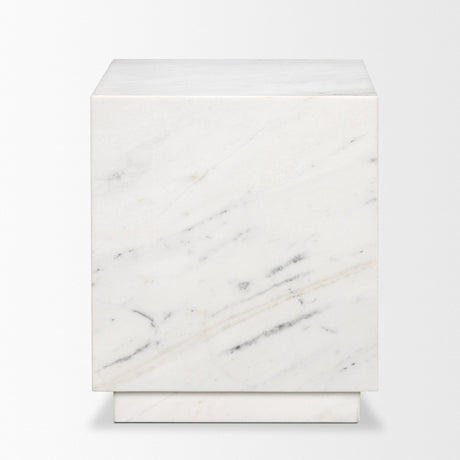 Matteo Solid White Marble Square Side Table by Mercana at Eve Furniture