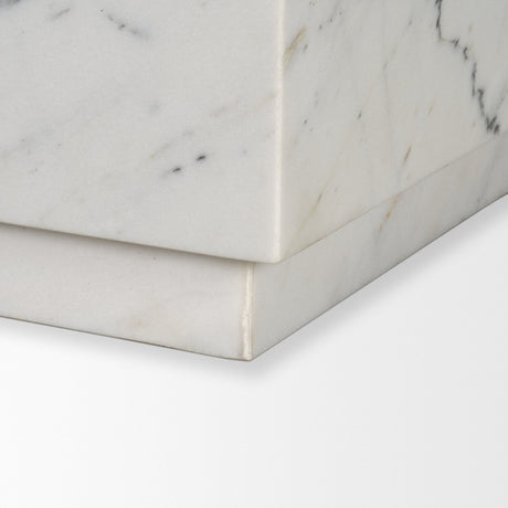 Matteo Solid White Marble Square Side Table by Mercana at Eve Furniture