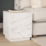 Matteo Solid White Marble Square Side Table by Mercana at Eve Furniture