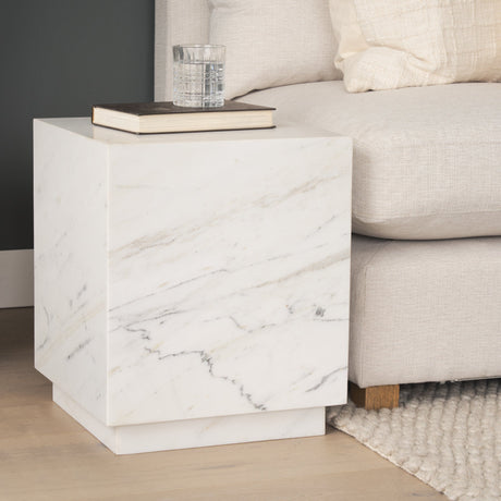 Matteo Solid White Marble Square Side Table by Mercana at Eve Furniture
