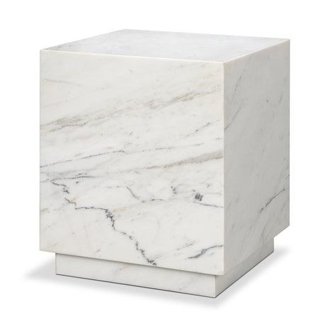 Matteo Solid White Marble Square Side Table by Mercana at Eve Furniture