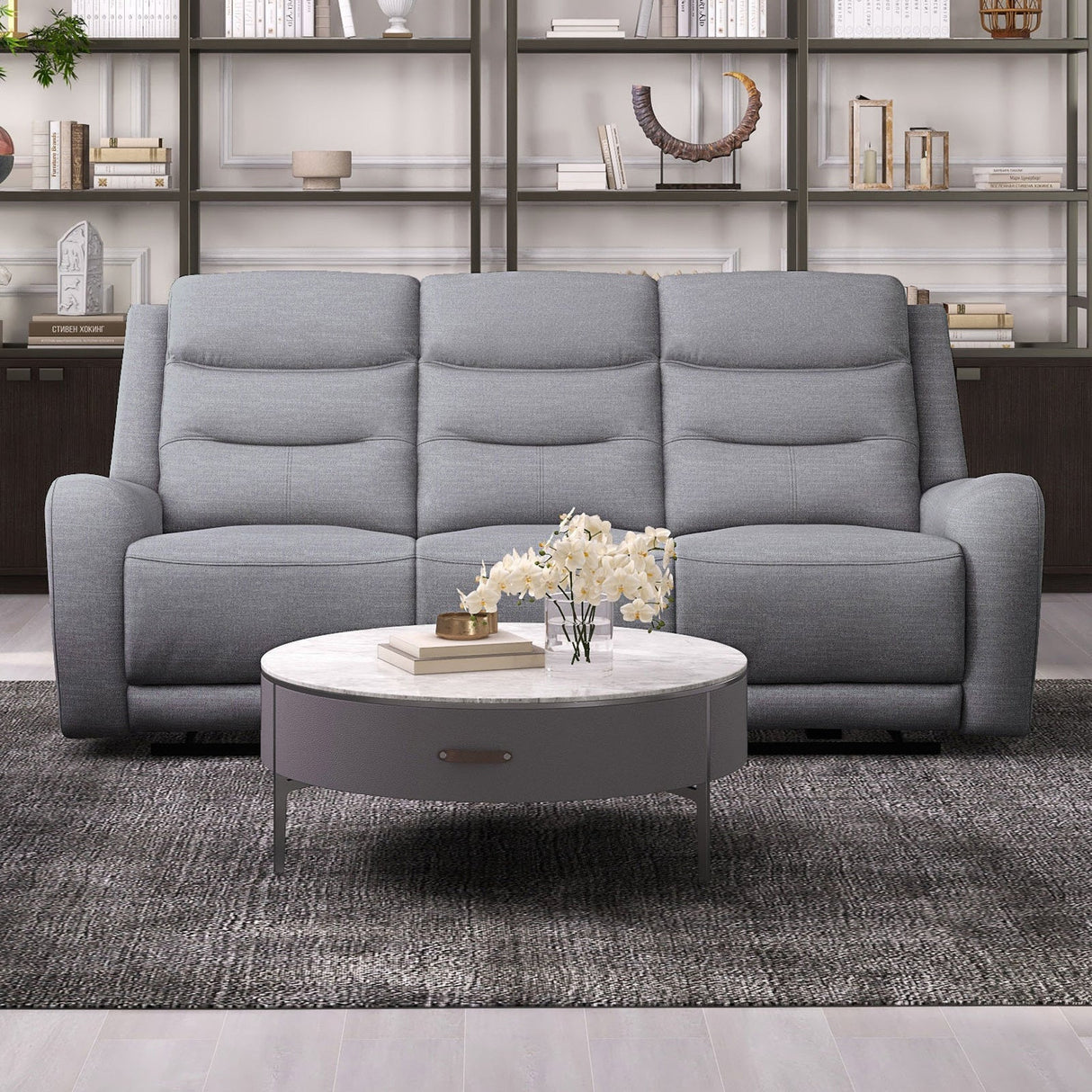 Matthias Gray Sofa & Loveseat by Furniture of America at Eve Furniture