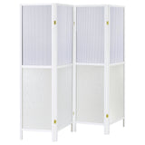 Mattison White 4-Panel Room Divider Folding Shoji Screen by Coaster at Eve Furniture