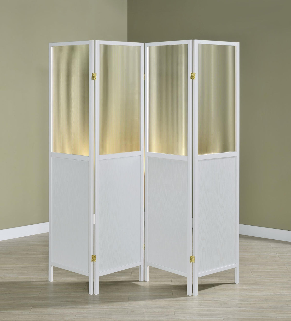 Mattison White 4-Panel Room Divider Folding Shoji Screen by Coaster at Eve Furniture