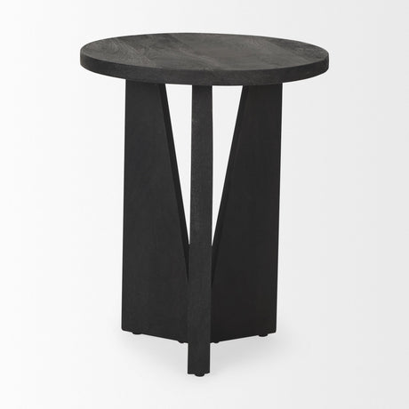 Mattius Black Wood Accent Table by Mercana at Eve Furniture